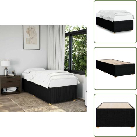 The Living Store Giroletto senza Materasso Nero 100x200 cm in Tessuto - Letto con doghe