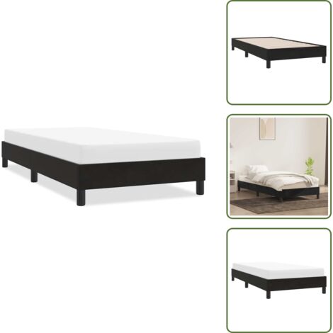 The Living Store Giroletto senza Materasso Nero 100x220 cm in Velluto - Letto con base a doghe