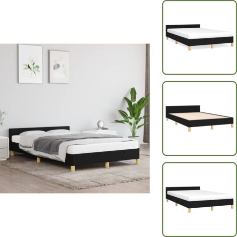 The Living Store Giroletto senza Materasso Nero 120x190 cm in Tessuto - Letto con testiera