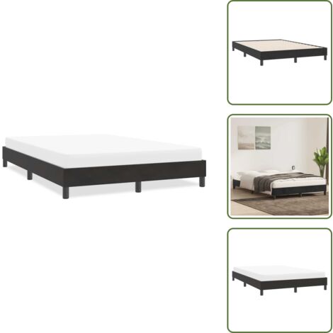 The Living Store Giroletto senza Materasso Nero 140x220 cm in Velluto - Letto con base a doghe