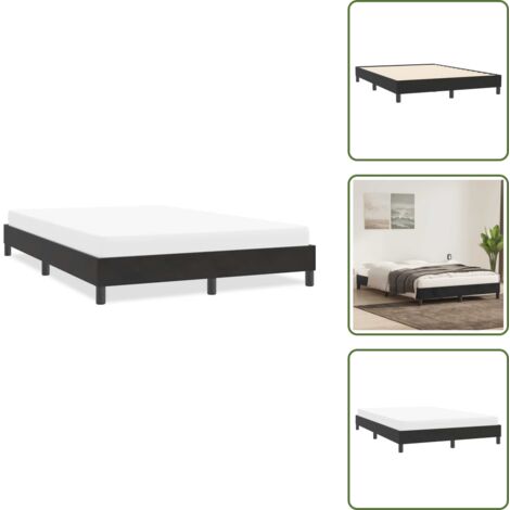 The Living Store Giroletto senza Materasso Nero 160x210 cm in Velluto - Letto con base a doghe