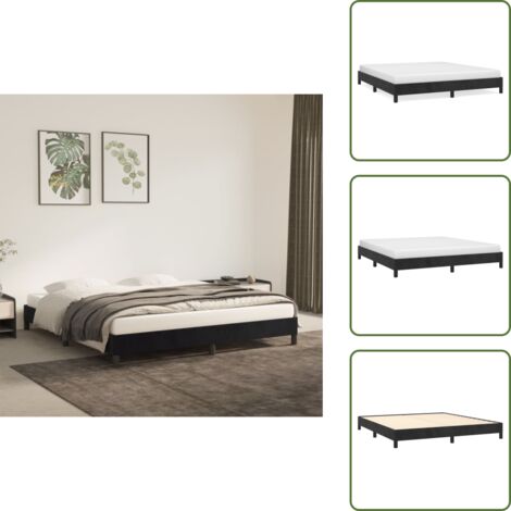 The Living Store Giroletto senza Materasso Nero 180x200 cm in Velluto - Letto con giroletto