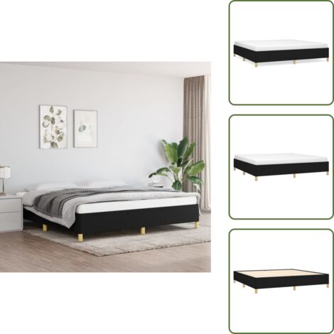 The Living Store Giroletto senza Materasso Nero 200x200 cm in Tessuto - Letto a doghe