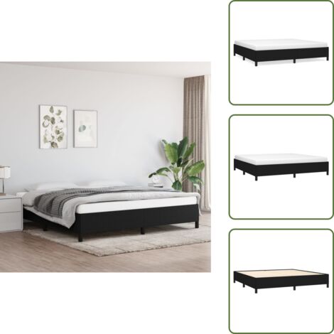 The Living Store Giroletto senza Materasso Nero 200x200 cm in Tessuto - Letto a doghe