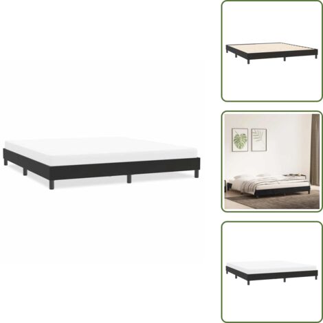 The Living Store Giroletto senza Materasso Nero 200x220 cm in Velluto - Letto con base a doghe