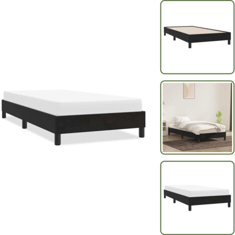 The Living Store Giroletto senza Materasso Nero 80x220 cm in Velluto - Letto con base a doghe