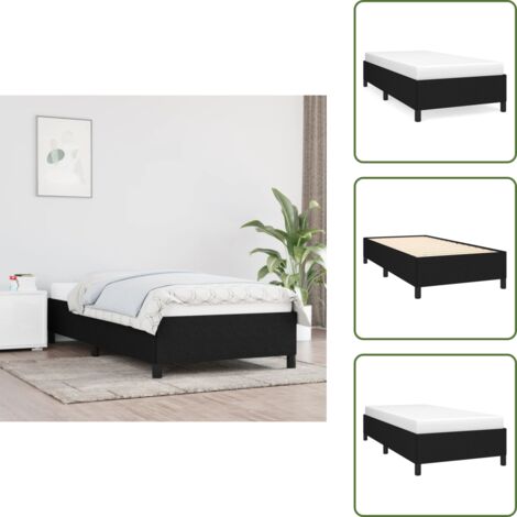 The Living Store Giroletto senza Materasso Nero 90x190 cm in Tessuto - Letto in tessuto