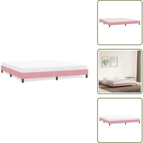 The Living Store Giroletto senza Materasso Rosa 180x210 cm Velluto - Letto con base a doghe