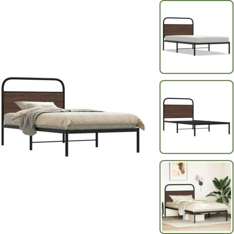 The Living Store Giroletto senza Materasso Rovere Marrone 100x190 cm Truciolato - Letto con testiera