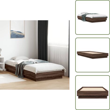 The Living Store Giroletto senza Materasso Rovere Marrone 100x200 cm Truciolato - Letto con doghe