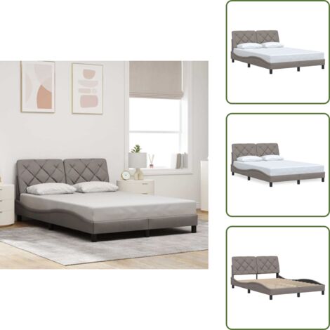 The Living Store Giroletto senza Materasso Tortora 120x200 cm Tessuto - Letto con testiera