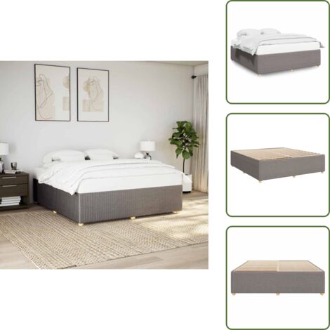 The Living Store Giroletto senza Materasso Tortora 200x200 cm in Tessuto - Letto con doghe