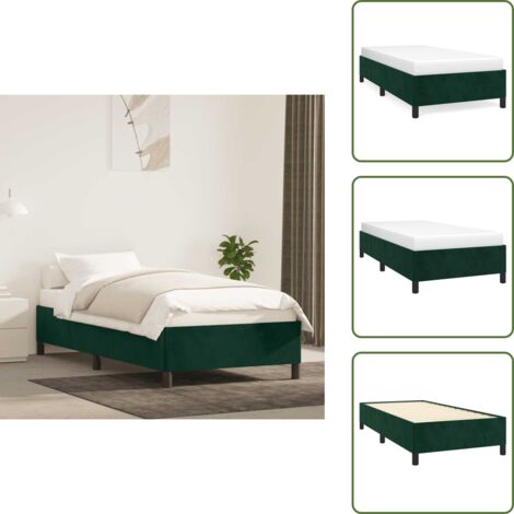 The Living Store Giroletto senza Materasso Verde Scuro 100x200 cm in Velluto - Letto con giroletto