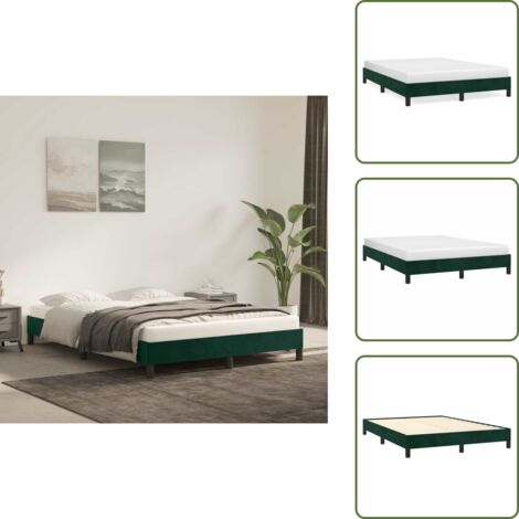 The Living Store Giroletto senza Materasso Verde Scuro 140x190 cm in Velluto - Letto con giroletto