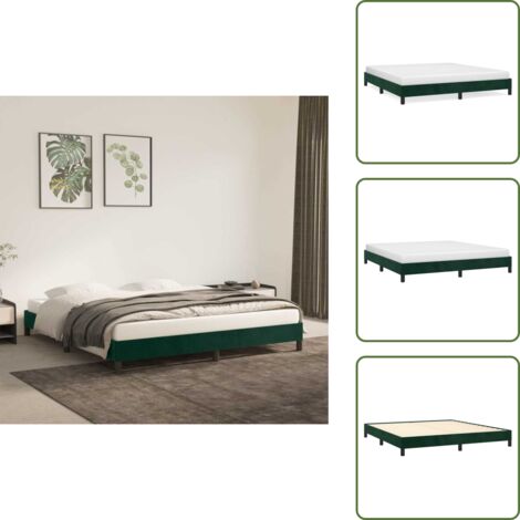 The Living Store Giroletto senza Materasso Verde Scuro 160x200 cm in Velluto - Letto con giroletto