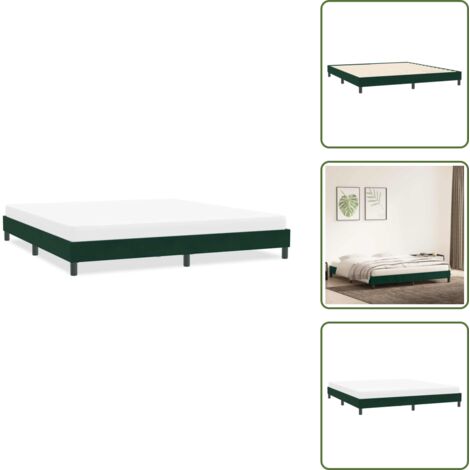 The Living Store Giroletto senza Materasso Verde Scuro 200x220 cm in Velluto - Letto con base a doghe