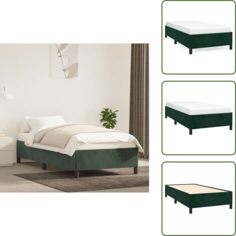The Living Store Giroletto senza Materasso Verde Scuro 90x190 cm in Velluto - Letto con supporto