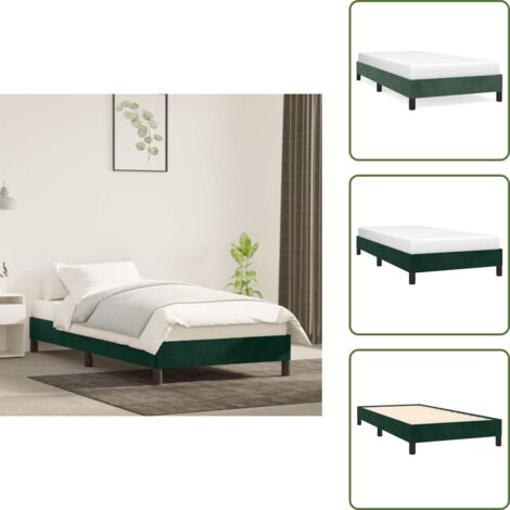 The Living Store Giroletto senza Materasso Verde Scuro 90x200 cm in Velluto - Letto con gambe