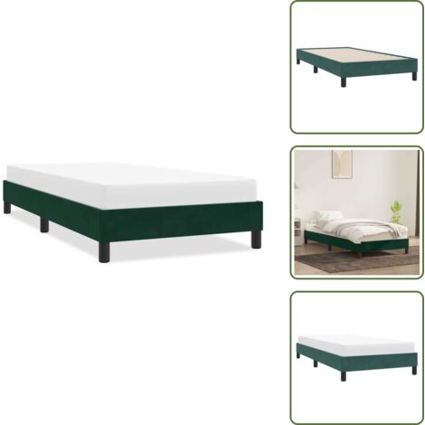 The Living Store Giroletto senza Materasso Verde Scuro 90x220 cm in Velluto - Letto con base a doghe