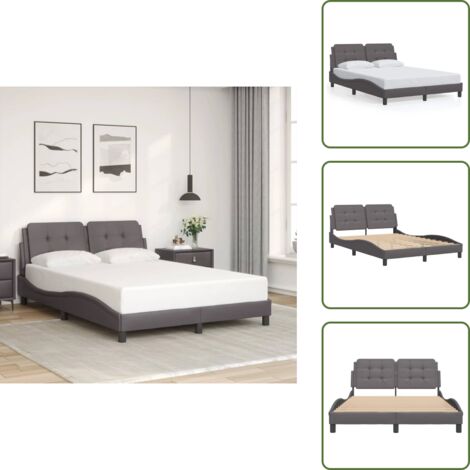 The Living Store Giroletto senza Materasso Zadar Crema 140x190 cm in Similpelle - Letto con testiera