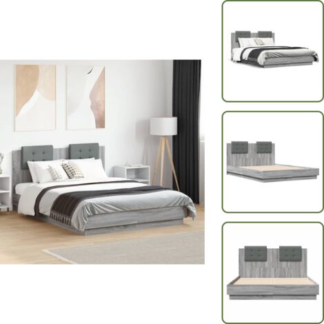 The Living Store Giroletto Testiera Grigio Sonoma 120x190 cm Legno Multistrato - Letto con testiera
