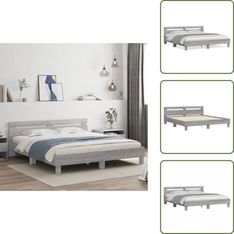 The Living Store Giroletto Testiera Grigio Sonoma 180x200 cm Legno Multistrato - Testiera letto