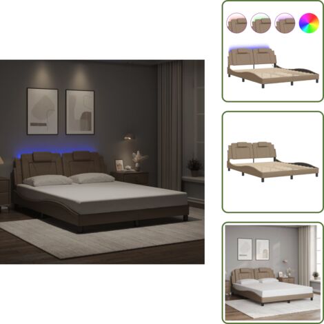 The Living Store Giroletto Viana con LED senza Materasso Cappuccino 160x200 cm - Cuscino testiera