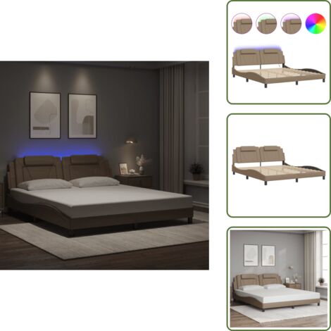 The Living Store Giroletto Viana con LED senza Materasso Cappuccino 180x200 cm - Cuscino testiera