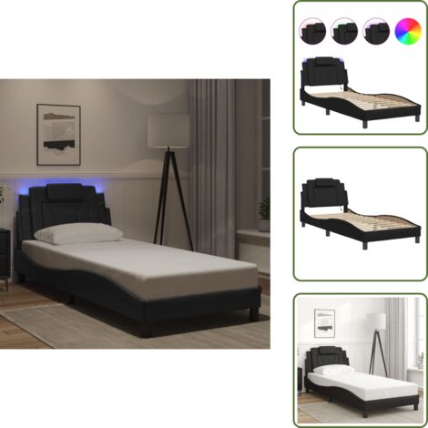 The Living Store Giroletto Viana con LED senza Materasso Nero 80x200 cm - Cuscino testiera