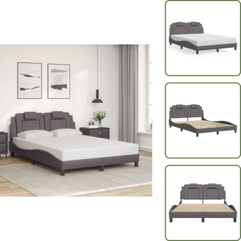 The Living Store Giroletto Viana senza Materasso Crema 120x200 cm in Similpelle - Letto con testiera