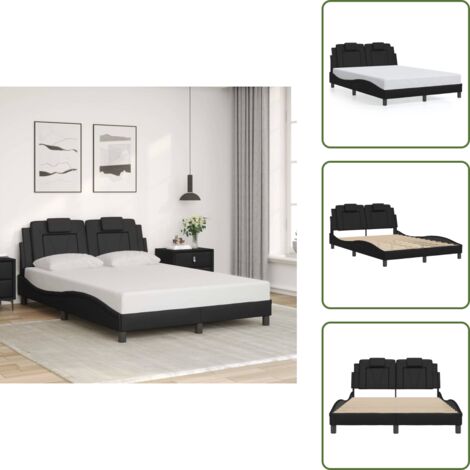 The Living Store Giroletto Viana senza Materasso Nero 120x200 cm in Similpelle - Letto con testiera