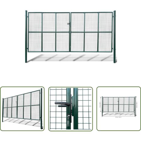 The Living Store Gittertor 415 x 225 cm / 400 x 175 cm - Gartentor - Zaun - Metalltor - Stahltür - Sicherheitstor