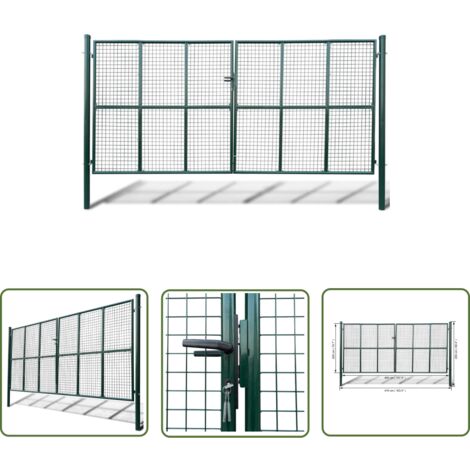 The Living Store Gittertor 415 x 250 cm / 400 x 200 cm - Gartentor - Zaun - Metalltor - Stahltür - Sicherheitstor