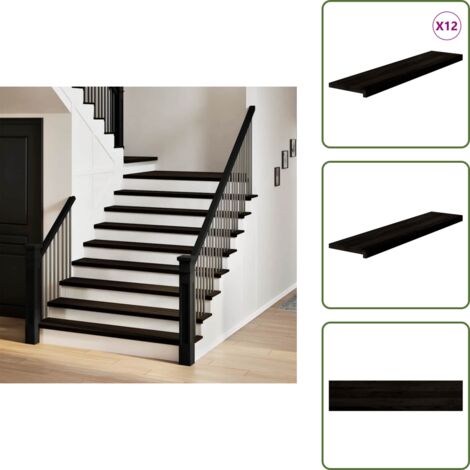 The Living Store Gradini 12 pz Marrone Scuro 110x25x2 cm Legno Massello Rovere - Scale in legno
