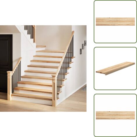 The Living Store Gradini 2 pz 120x30x2 cm in Rovere Massello Non Trattato - Gradini in legno