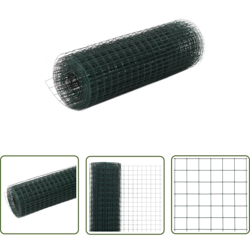 The Living Store - Grillage acier avec revêtement en pvc 10x0,5 m vert - Clôture Jardin - Grillage Agricole - Clôture Rigide - Protection Terrain