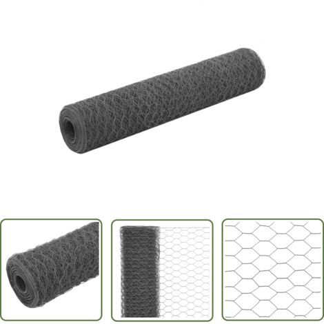 The Living Store Grillage Acier avec revêtement en PVC 25x0,75 m Gris - Clôture - Grillage - Clôture Rigide - Protection Jardin - Volière