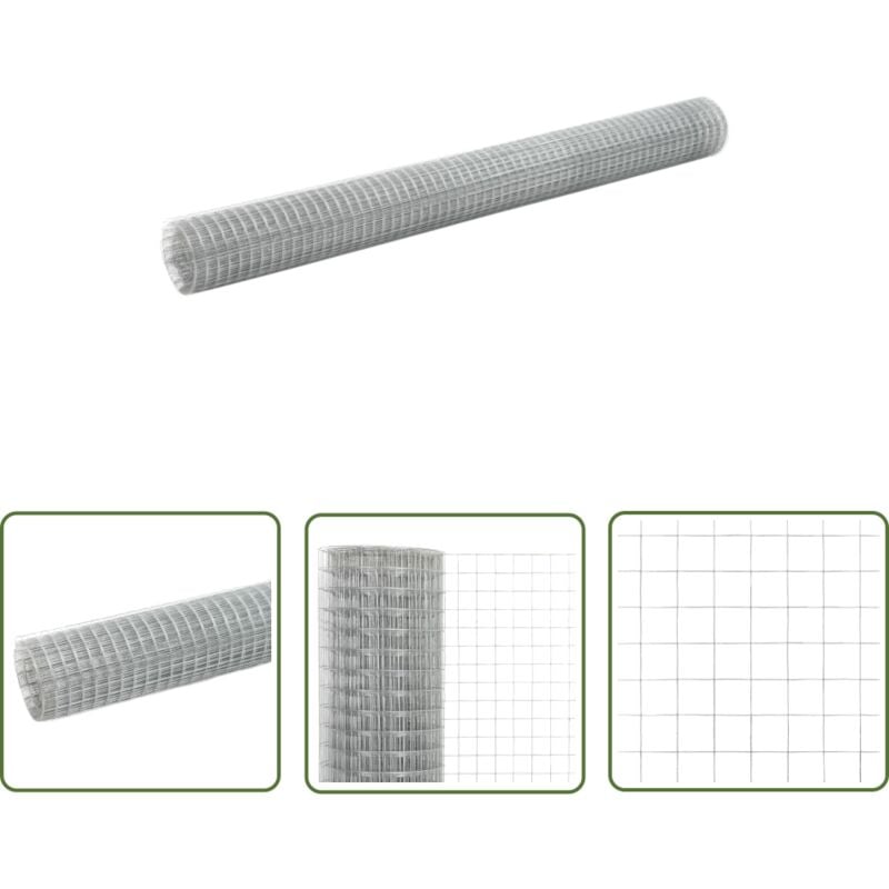 The Living Store Grillage pour volière acier galvanisé 10x1,5 m argenté - Clôture Métallique - Grillage Agricole - Clôture Pliable - Clôture Jardin