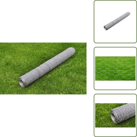 The Living Store Grillage pour volière Acier galvanisé 25 x 0,5 m Argenté - Treillis métallique