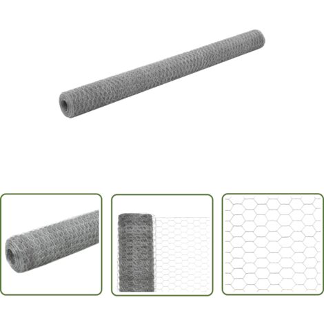 The Living Store Grillage pour volière Acier galvanisé 25x1,5 m Argenté - Clôture - Grillage - Clôture Jardin - Volière - Protection Animale