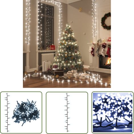 The Living Store Guirlande à LED compacte avec 400 LED Blanc froid 13 m PVC - Guirlande Noel - Guirlande Led - Decoration Noel - Luminaire Festif - Illumination Exterieure