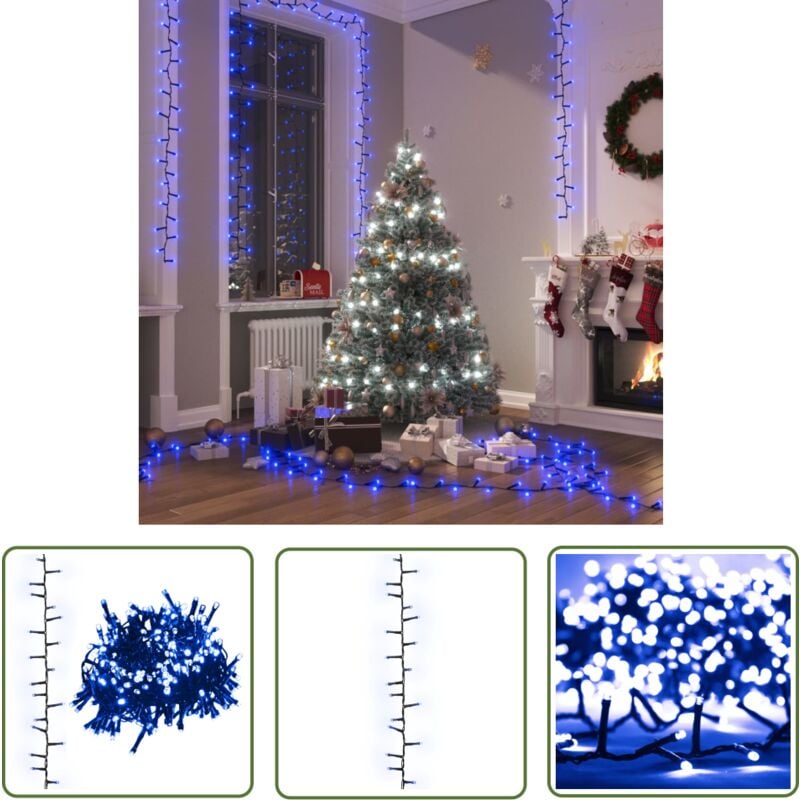 The Living Store Guirlande à LED compacte avec 400 LED Bleues 13 m PVC - Guirlande Led - Guirlande Noel - Decoration Noel - Luminaire Festif