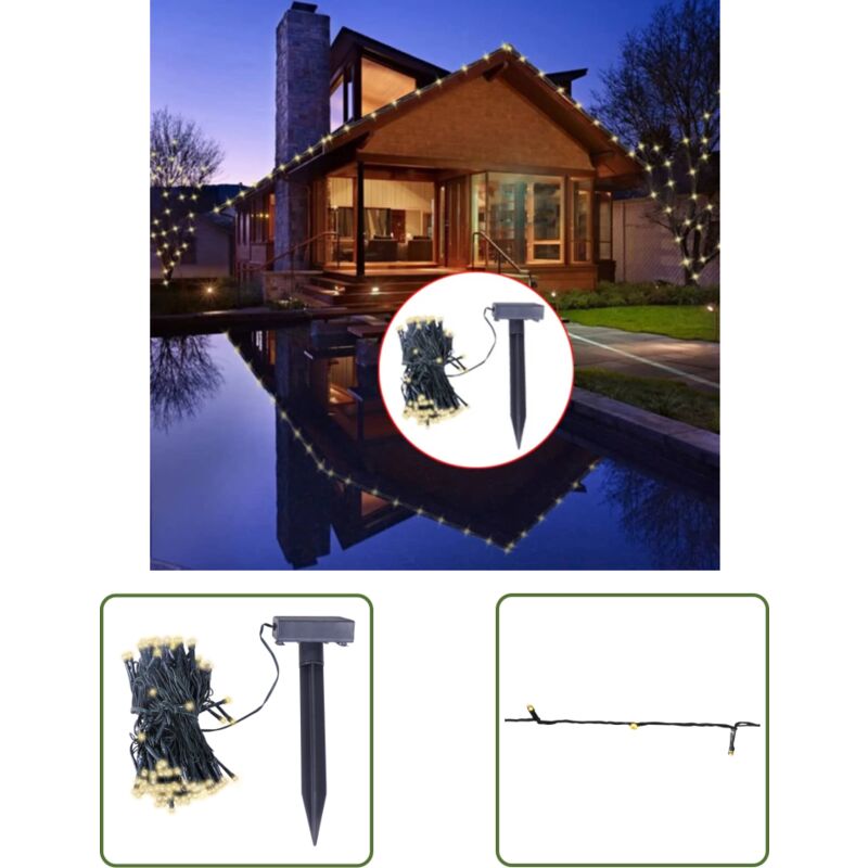 Guirlande lumineuse solaire led blanc chaud Décoration de Noël - Guirlande Lumineuse Solaire - Décoration Noel - Éclairage Exterieur - Lumières Led