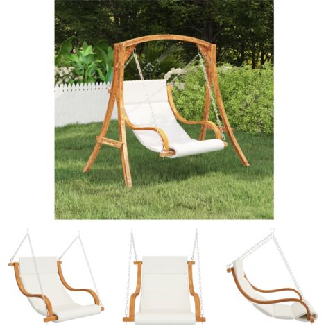 The Living Store - Hängeliege mit Kissen Creme Bugholz mit Teak-Finish