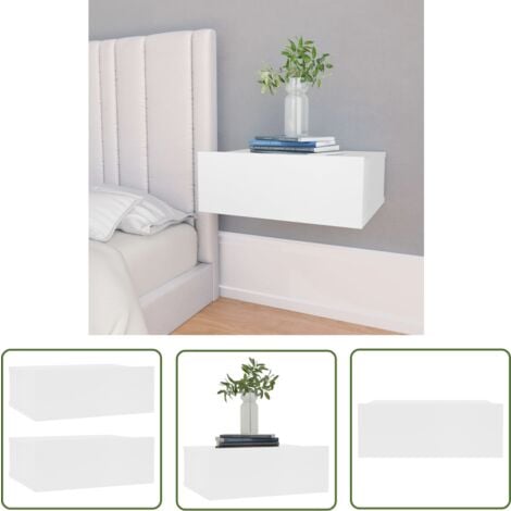 NOVA The Living Store Hängende Nachttische 2 Stk. Weiß 40x30x15 cm Holzwerkstoff - Hängender Nachttisch - Wand-Nachttisch - Schrankwand Regal - Wohnzimmer Dekoration - Nachtschreibtisch