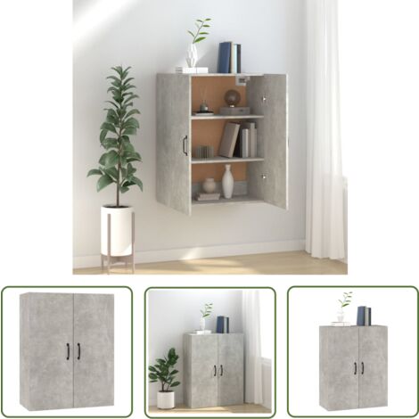 The Living Store Hängeschrank Betongrau 69,5x34x90 cm Holzwerkstoff - Hängeschrank - Wandregal - Stauraum - Betongrau - Holzwerkstoff