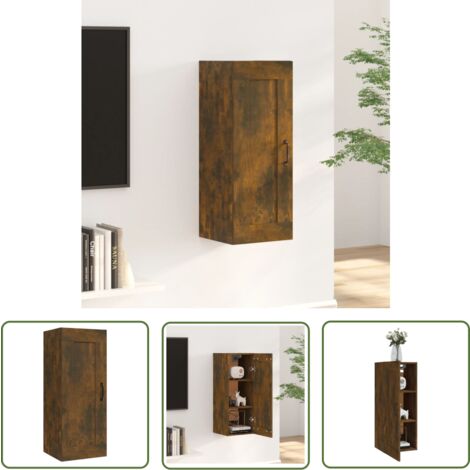 The Living Store Hängeschrank Räuchereiche 35x34x90 cm Holzwerkstoff - Hängeschrank - Wandregal - Stauraum - Holzschrank - Wohnraumorganisation