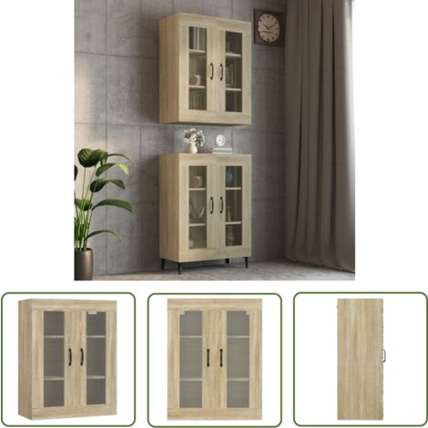 The Living Store Hängeschrank Sonoma-Eiche 69,5x34x90 cm - Hängeschrank - Wandregal - Stauraum - Wohnraumorganisation - Sonomaleeich Holz