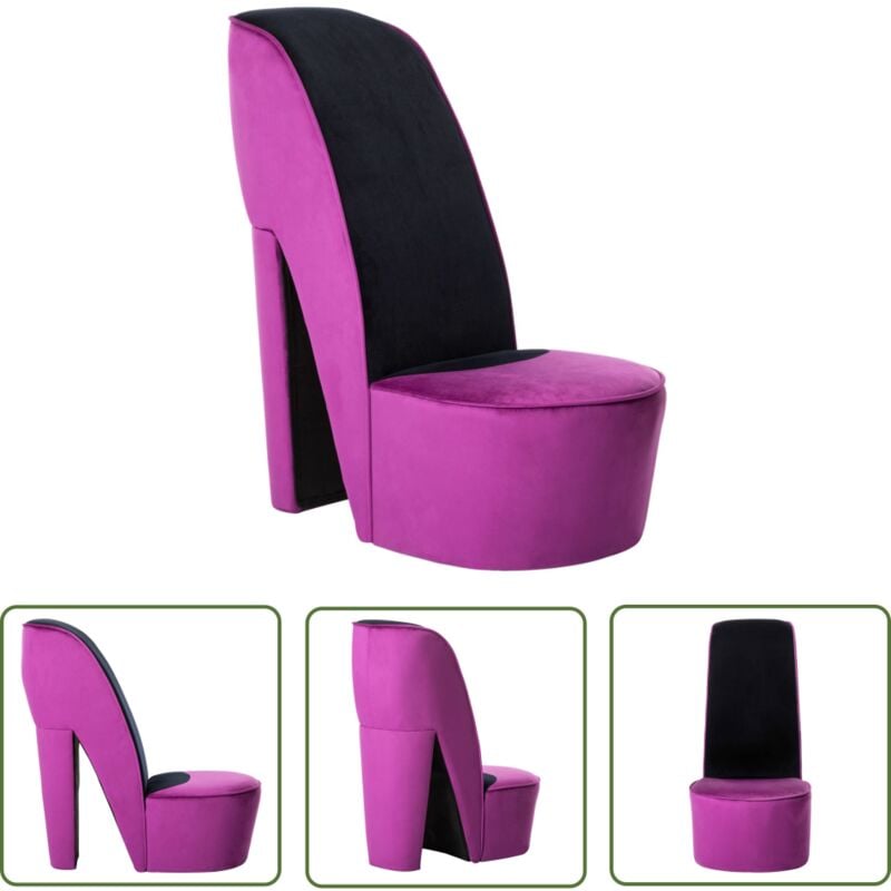 The Living Store - Chaise en forme de chaussure à talon haut Violet Velours - Chaises Originales - Chaise Décorative - Chaise Tendance - Fauteuil