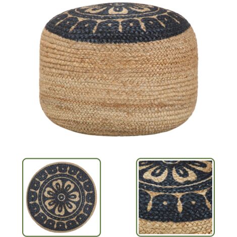 The Living Store Handgefertigter Sitzpuff Blau 45 x 30 cm Jute - Handgefertigter Sitzsack - Sitzkissen - Jutestoff - Wohnaccessoire - Deko Couchtisch